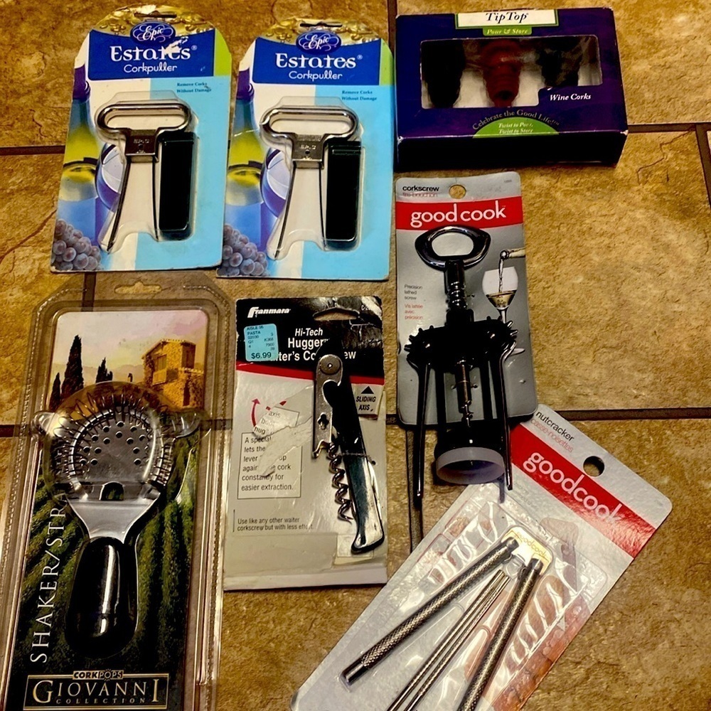 Bar Bundle Wine Bottle Openers, Corks, Shaker Strainer Kitchen Party